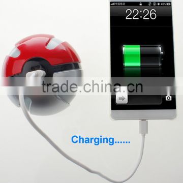 wholesale 10000mAh USB pokemon pokeball go power bank with led flash for iPhone Samsung