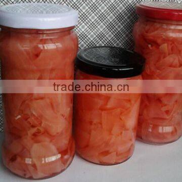 340g/280g/250g/190g bottle pakaging EU standard pink color pickled sushi ginger