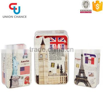 City Style Design 3PCS Rectangle Stoage Tin Box Gift Tin Box Set