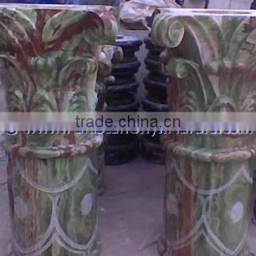 A GRADE DARK GREEN ONYX COLUMNS PILLARS CARVED TOP photo-5