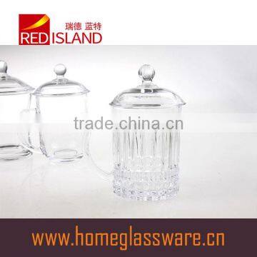 300ml High Clear Crystal Embossed Glass Stein With Lids 2016 Hot Selling photo-2