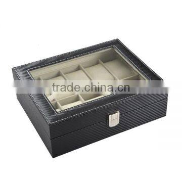 10 Slot Display Carbon Fiber Stripe Packing Box For Watch, With Acrylic Window Gift Package Boxs photo-3