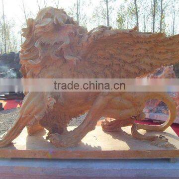 Hand Carved Marble Stone Lion Statue Sculpture Garden Yard Decoration Item photo-5