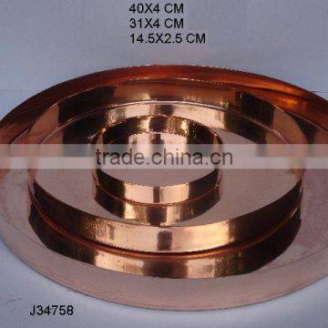 Copper metal round tray with Mirror polish and also available mat finish