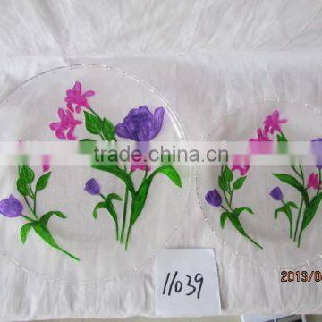 round shape carving glass plate