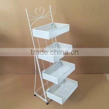 2016 wholesale pop-up white metal cosmetic display shelf