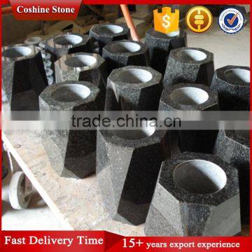 Beauty Blue Pearl Stone Cemetery Vase For Gravestone