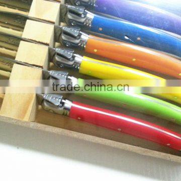 6pcs ABS Handle Laguiole Steak Knives With Beech Wooden Box photo-2