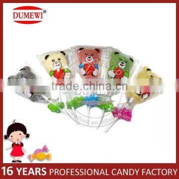 HALAL Cartoon Bear Shape Soft Gummy Lollipop Candy Jelly Pops photo-3