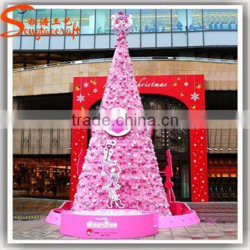 2015 New product Guangzhou giant pvc led lighted pink Christmas tree ornament pine needle trees festival decoration