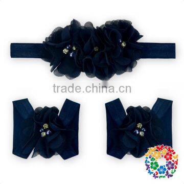 Cute Orange Barefoot Sandals Pattern Kids Girls Elastic Headbands With Sandals Shoes photo-5