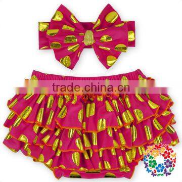 Hot Pink Swing Top Bloomer Set Kids Cotton Ruffled Bloomers And Headband Wholesale Baby Ruffle Bloomers