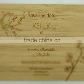 wooden laser wedding card save the date /invitation card