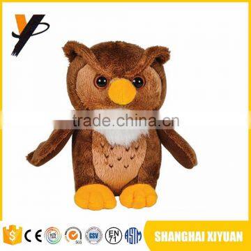 Kids soft stuffed owl toy brown standing OEM plush owl