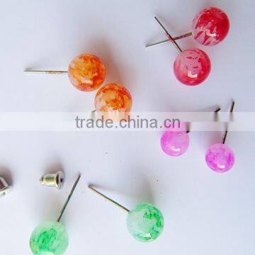 Resin round ball earrings,plastic colored earring wholesale for women jewelry