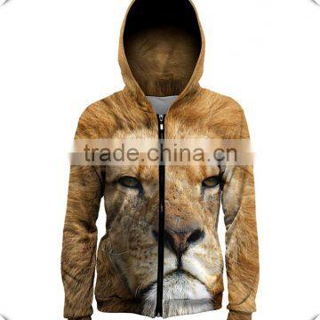 Fashion Design Womens 3D Animal Print Hoodie All Over Sublimated Full Zip Hoodie Dye Sublimation Printing Hoodie Wholesale