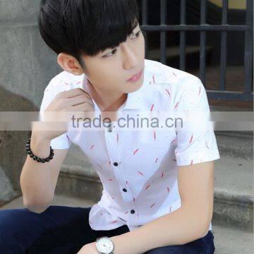 Zm40278b High Quality Printed Business Men's Summer Shirts Formal Short Sleeve T-shirt