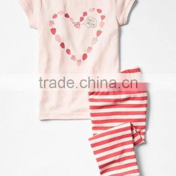 Girls short sleeved striped pajama set
