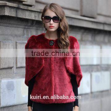 2016 Winter Coat Women Faux Fur Shawl Overcoat Hooded Poncho Batwing Half Sleeve Cape Cloak Embroidered Coat photo-3