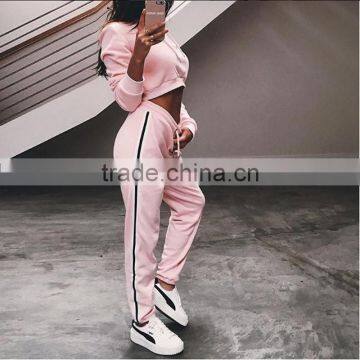 Latest Fashion Clothing Streetwear Sportswear Plain Hoodies Long Pants 2 Piece Set Tracksuit photo-6