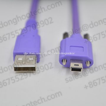 A to Mini B  Drag Chain Camera USB Cable , Full Shielded USB 2.0 cable In Violet Color