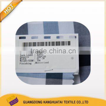 100% Yarn Dyed 50*50 Grid Printing Mercerized Cotton Fabric