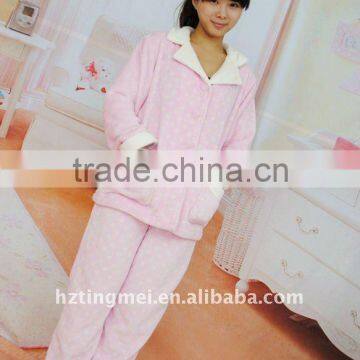 girls' 100% polyester pink coral fleece pajama