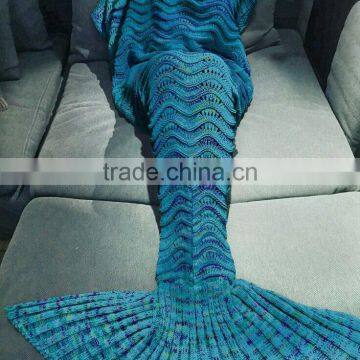 Bedroom Decor Crochet Knit Colors Fish Design Super Softextile Blanket Cozy Mermaid Tail Blanket With Sleeves photo-3