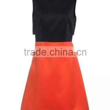 2016 Popular Style Black and Orange Contrast Color Sleeveless Skinny Dress photo-3