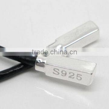 925 Sterling Silver End Tips Real Leather Lariat Necklace100cm photo-3