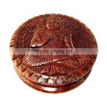 Hand made carved shisham wood tobacco grinder