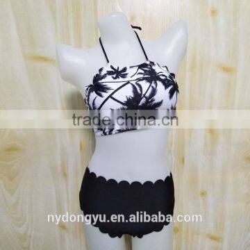 Yellow Rose Palm Tree Swimwear Bikini/ Kohi Latest Fashion Shell Mermaid Bikini Swimwear photo-2