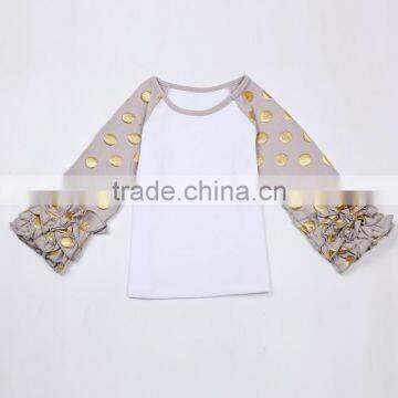 Kids Printed Ruffle Raglan T Shirt Round Collar Design Shirts Wholesale