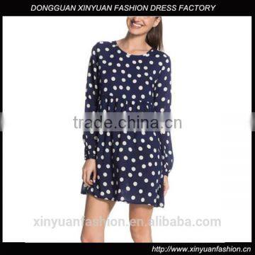 2017 summer women ladies long sleeve dress dot chiffon new style loose style