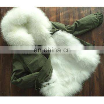 Genuine fox fur detachable russian winter fur hooded parka