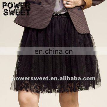 garment factory black lady lace and grenadine lace skirt