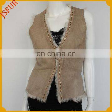 New fashion women double face lambskin costume leather vest