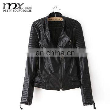 2015 Washed Women PU Leather Jacket