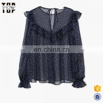 Womens Blouses 2017 Polka-dot Women Long Sleeve Blouse Tops Women photo-6