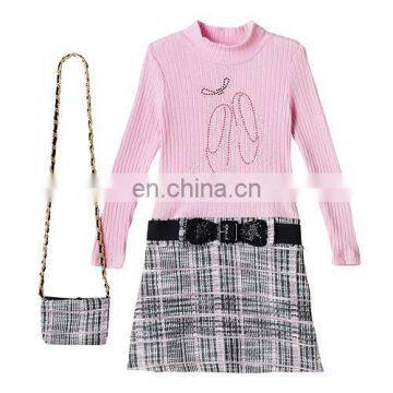 Kids Girls 4- 6 Knitworks Ribbed Rhinestone Mockneck Dresses With Stretch Belt photo-3