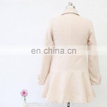 Wholesale Sweet Long Sleeve Pink Wool Dress Coat photo-5