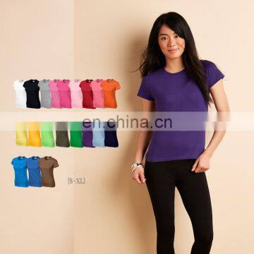 women clothing pure color OEM and ODM t shirt print cotton various color t shirt for women