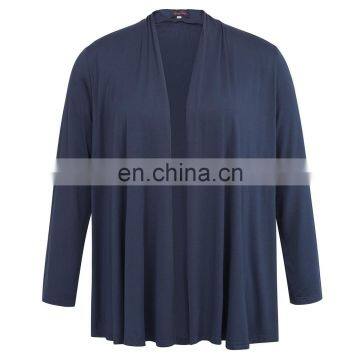 Hanna Nikole Women's Comfortable Long Sleeve Open Front Navy Blue Coat Tops Plus Size 0X~3X HN0035-2