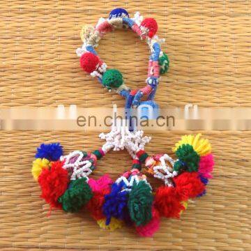 Gypsy Pom Pom Bracelet, Old Banjara Shell Bracelet - Vintage Beaded Pom Pom Bracelet photo-2