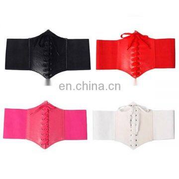 2017 Women Fashion 5 Color Waist Corset Belt Wide Band Elastic Tied Belt