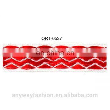 Designer Red Waving Woven Satin Tape