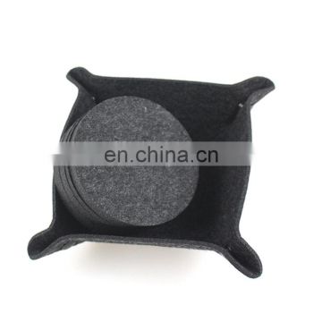 Cat Shape Felt Heat  Pad Cup Mat Coaster black