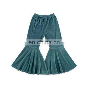 Latest New Fashion velvet Dark Blue bell bottom flare out pants Wholesale price