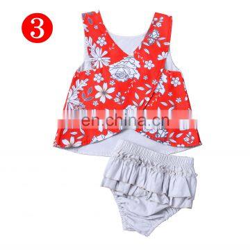 Flower Child Outfit Baby Girls Flower Clothing Set Toddler Infant Vest Tops Tutu Shorts 2pcs Clothes for 0-18m photo-3
