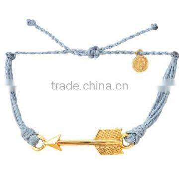 wholesale hot gold arrow bracelet wax cord braid bracelet